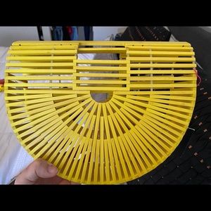 Yellow bamboo wood handbag - SouthBeach